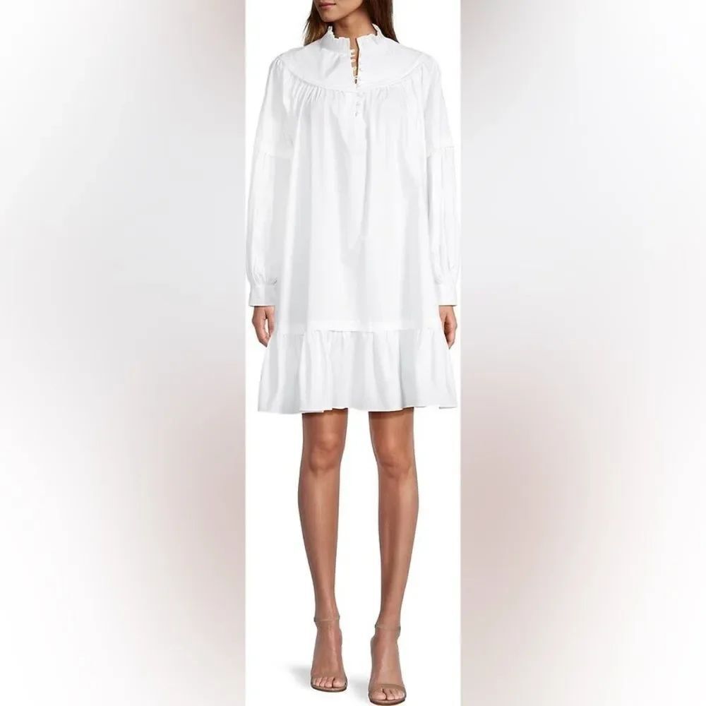 NWT Harshman Women's Fiona Cotton Poplin Minidress - White Large